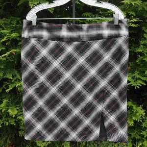 Express Design Studio Plaid Skirt with Offset Front Split